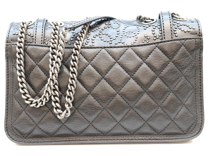 Borsa a tracolla Chanel in vitello nero - vista 3