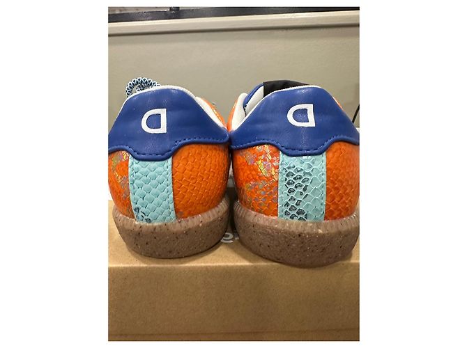 Desigual mehrfarbige Sneaker aus Leder und Wildleder Blau Mehrfarben Orange Hellblau - Ansicht 6