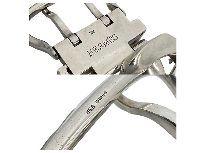Hermès Bracciale Hermes Boucles Sellier TGM Argento - vista 3
