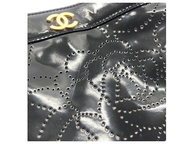 Chanel Camellia perforierte Handtasche Schwarz - Ansicht 10