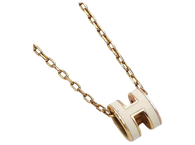 Hermès Hermes HERMES Pop H Halskette für Damen Weiß Golden - Ansicht 3