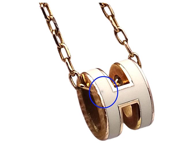 Hermès Hermes HERMES Pop H Halskette für Damen Weiß Golden - Ansicht 9