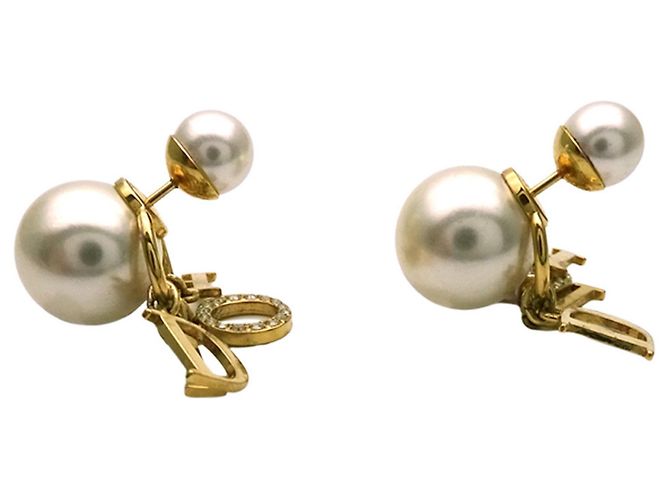 Orecchini eleganti in oro e bianco Christian Dior D'oro - vista 4