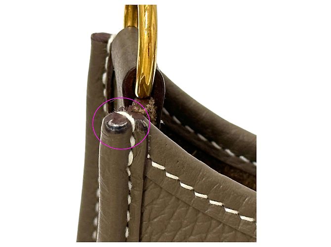 Hermès Borsa Hermes Evelyne TPM Marrone Taupe Blu navy - vista 12