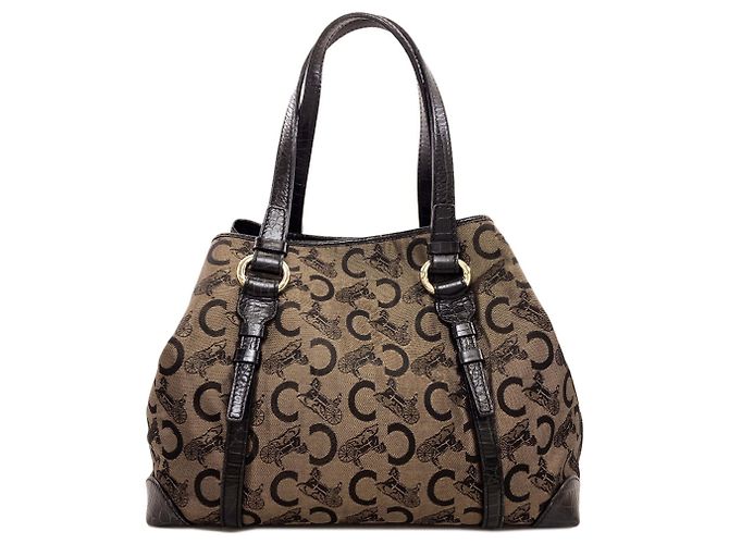 Céline Bolso Celine C Sulky Canvas para mujer Castaño Negro - vista 2