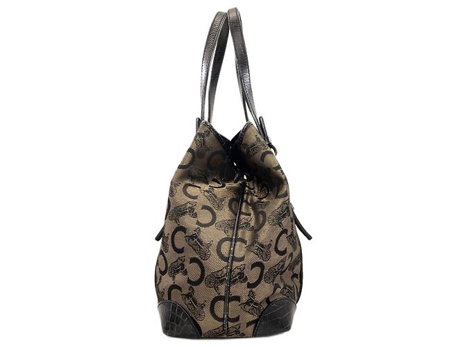 Céline Bolso Celine C Sulky Canvas para mujer Castaño Negro - vista 3