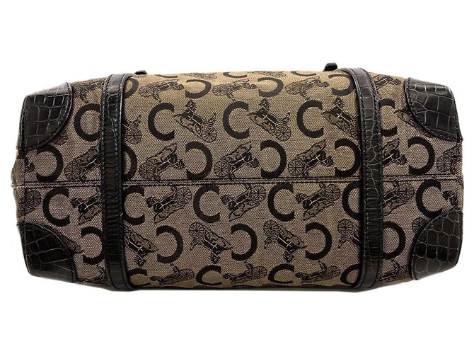 Céline Bolso Celine C Sulky Canvas para mujer Castaño Negro - vista 4