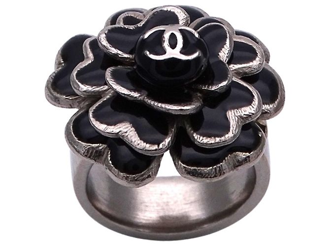Chanel Ring für Damen mit Camellia-Design Schwarz Silber - Ansicht 2
