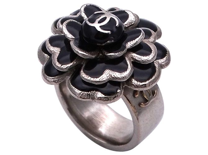 Chanel Ring für Damen mit Camellia-Design Schwarz Silber - Ansicht 3