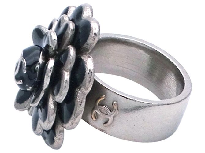 Chanel Ring für Damen mit Camellia-Design Schwarz Silber - Ansicht 4