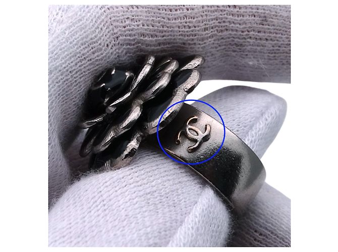 Chanel Ring für Damen mit Camellia-Design Schwarz Silber - Ansicht 7