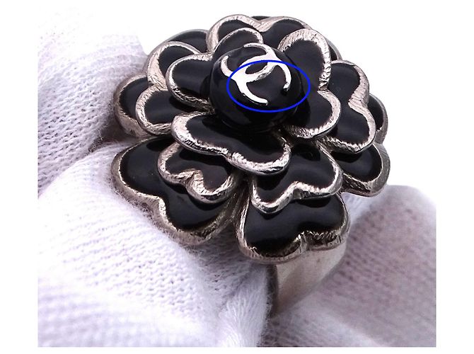 Chanel Ring für Damen mit Camellia-Design Schwarz Silber - Ansicht 9