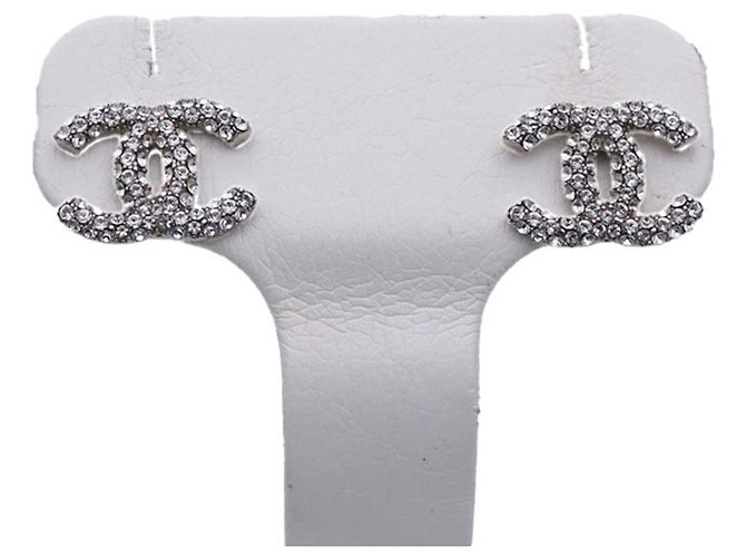 Orecchini Chanel in strass argento - vista 2