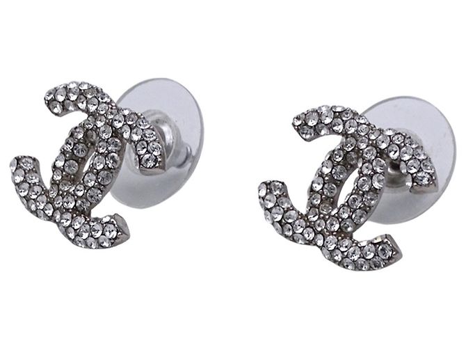 Orecchini Chanel in strass argento - vista 3