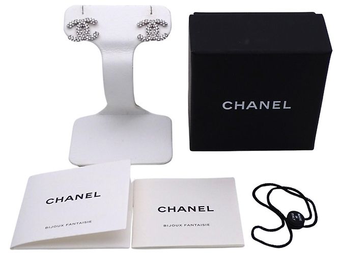 Orecchini Chanel in strass argento - vista 7