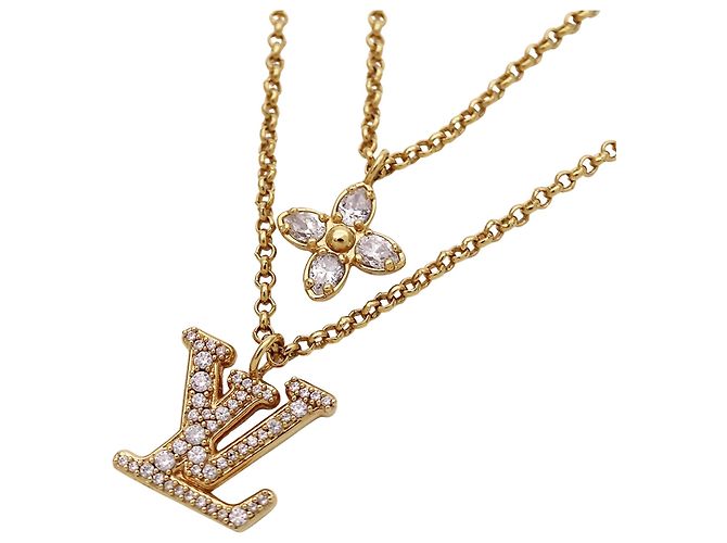 Collier Louis Vuitton strass doré - vue 2