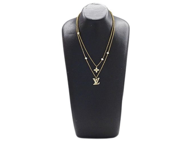 Collier Louis Vuitton strass doré - vue 6