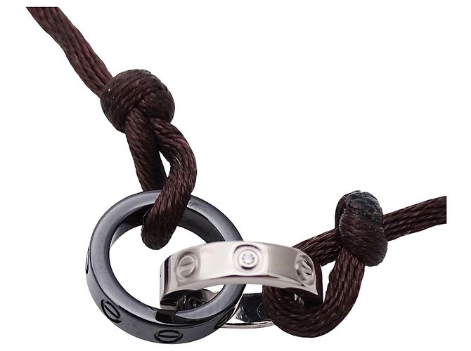 Bracciale Cartier Baby Love con charm Marrone Nero Bianco - vista 4