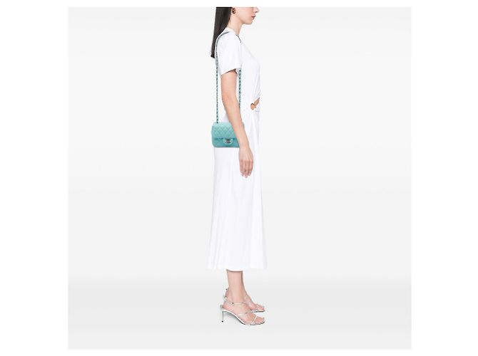 Chanel Blue Mini Square Classic Lambskin Single Flap - vista 5