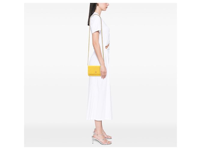 Chanel Yellow CC gestepptes Lammleder Wallet on Chain Gelb - Ansicht 6
