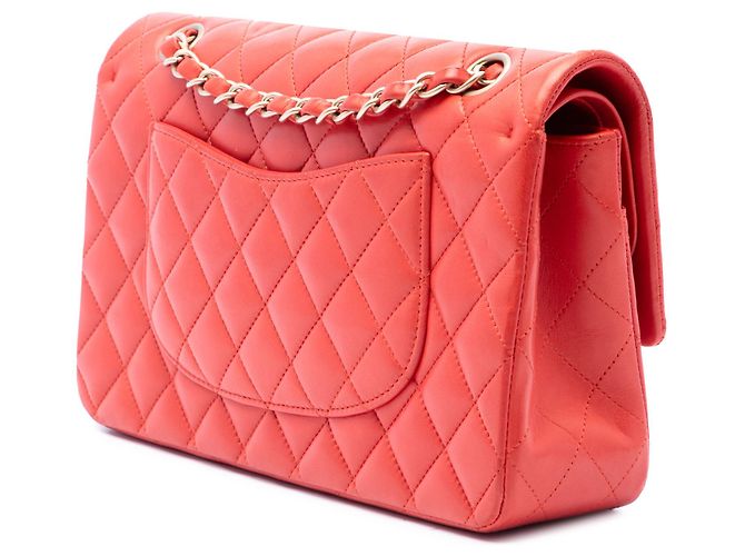 Chanel Orange Medium Classic Lambskin Double Flap Rosso Arancione - vista 2