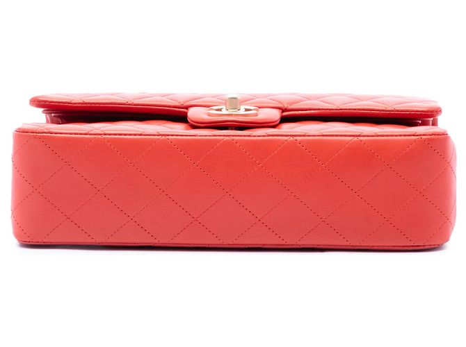 Chanel Orange Medium Classic Lambskin Double Flap Rosso Arancione - vista 3