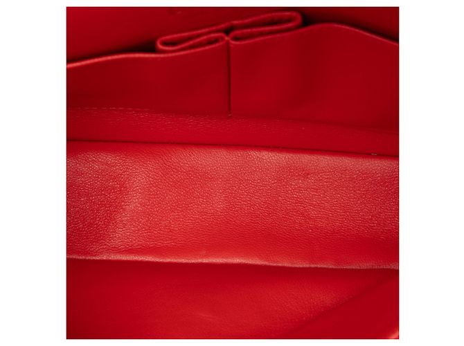 Chanel Orange Medium Classic Lambskin Double Flap Rosso Arancione - vista 4