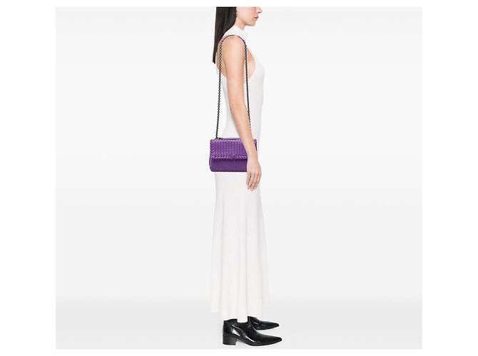 Bottega Veneta Borsa a tracolla Olimpia Small in Nappa Intrecciato viola Porpora - vista 6
