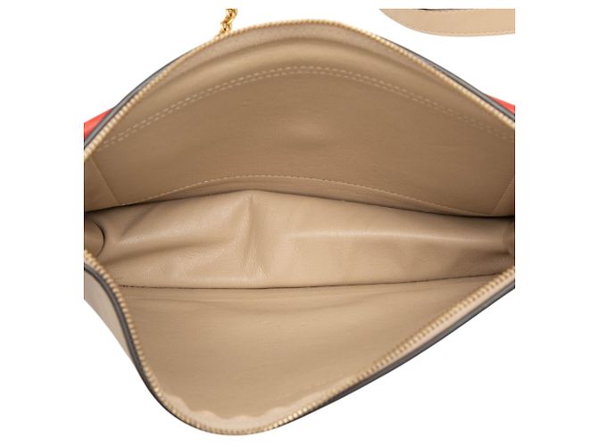 Céline Celine Beige Tricolor Leather Pocket Envelope Zip Crossbody - vista 4