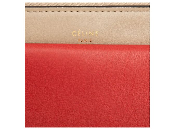 Céline Celine Beige Tricolor Leather Pocket Envelope Zip Crossbody - vista 5