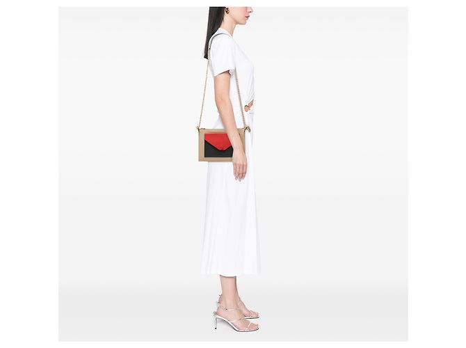 Céline Celine Beige Tricolor Leather Pocket Envelope Zip Crossbody - vista 8