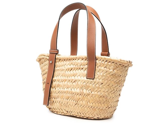 Borsa Cesto Anagram Small in Raphia Beige LOEWE - vista 2