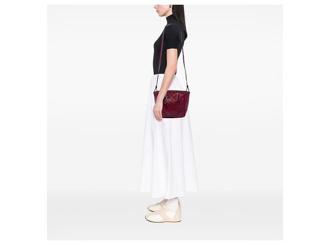 Borsa Satchel Gucci Bree Small Guccissima Rossa Rosso Bordò - vista 6