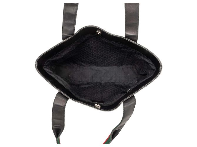 Borsa Tote Gucci in denim nero con banda Web - vista 4