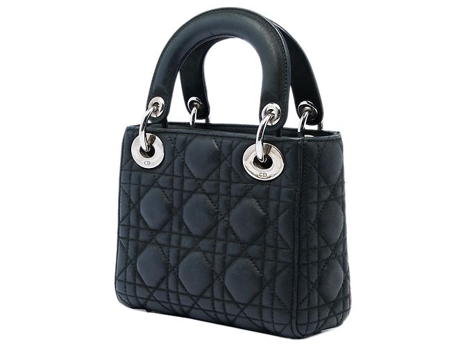 Autre Marque Dior Black Mini Iridescent Lambskin Cannage Lady Dior Nero - vista 2