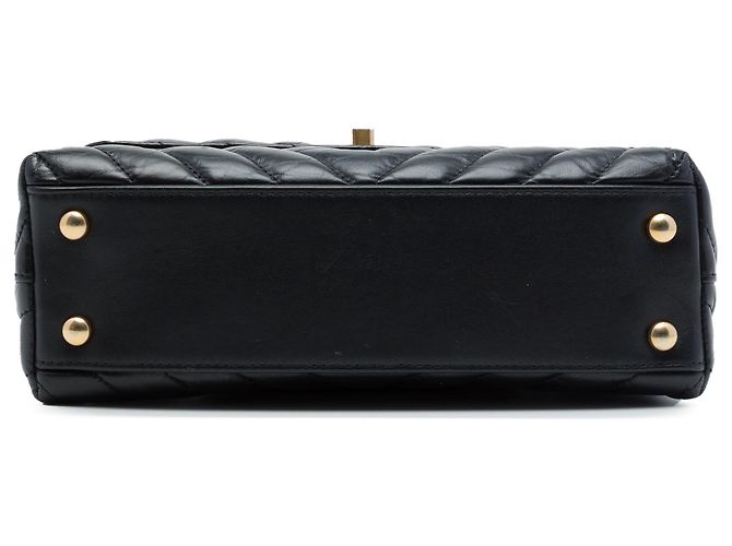 Borsa Chanel Mini Chevron Coco Top Handle in pelle di vitello invecchiata nera Nero - vista 3