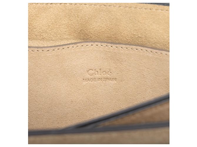 Chloé Faye Piccola Borsa a Tracolla in Camoscio e Vitello Grigio Marrone - vista 5