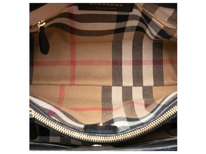 Borsa Satchel Banner Burberry in camoscio e pelle di vitello blu Medium Blu navy - vista 4