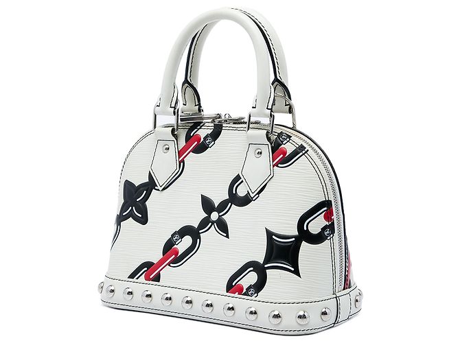 Louis Vuitton White Epi Chain Flower Alma BB Bianco - vista 2