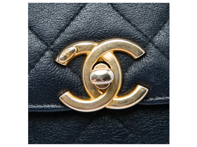 Chanel Blue CC Bicolor Quilted Calfskin Double Sided Flap Blu navy - vista 6