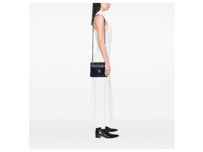 Chanel Blue CC Bicolor Quilted Calfskin Double Sided Flap Blu navy - vista 7