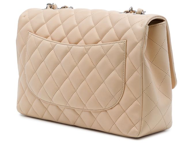 Chanel Brown Jumbo Classic Lambskin Single Flap Marrone Beige - vista 2