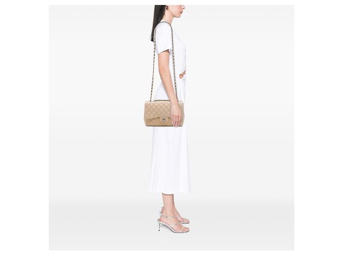 Chanel Brown Jumbo Classic Lambskin Single Flap Marrone Beige - vista 6
