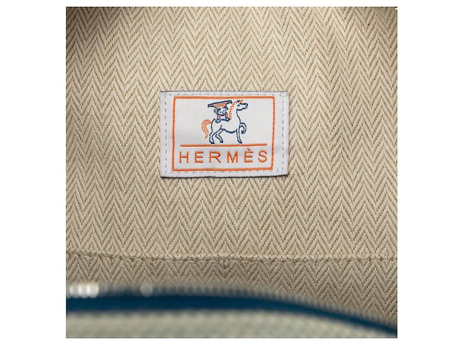 Hermès Blue Large Toile Bride A Brac Cabriole Case Blau Hellblau - Ansicht 5
