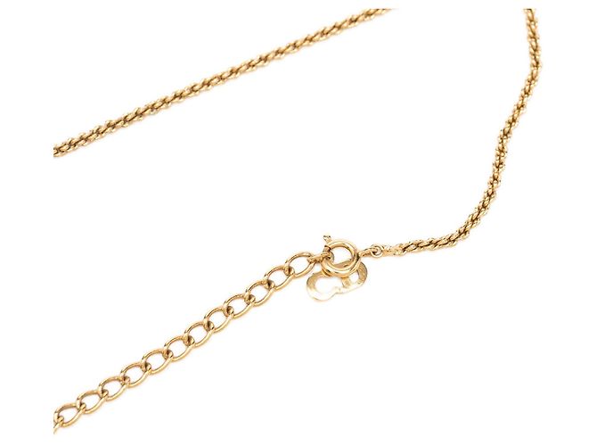 Autre Marque Collana Dior Gold Plated Strass CD Logo Oval Pendant Necklace D'oro - vista 4