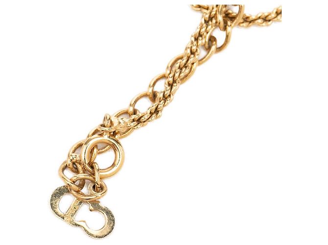 Autre Marque Collana Dior Gold Plated Strass CD Logo Oval Pendant Necklace D'oro - vista 5