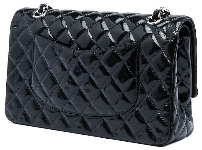 Chanel Black Medium Classic Patent Double Flap Nero - vista 2