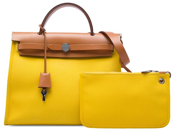 Hermès Yellow Toile Herbag Zip 31 Gelb - Ansicht 6