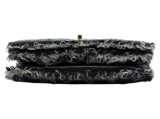 Chanel Black CC Quilted Lambskin Tweedy Flap Nero - vista 3