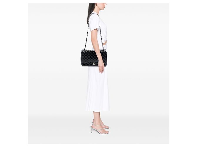 Chanel Black Maxi Classic Patent Double Flap Schwarz - Ansicht 6